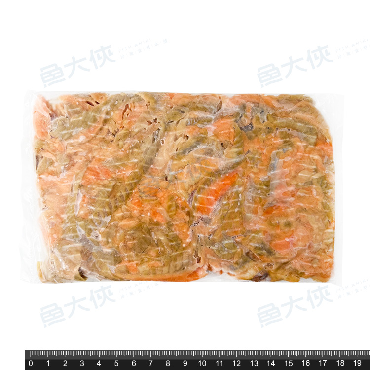 鮭魚背肉條(500g/包)#無刺鱗骨#僅供熟食#虹鱒碎肉-1C7B【魚大俠】FH104