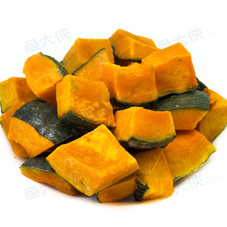 熟凍-南瓜塊(1kg/包)#帶皮切塊-1I4B【魚大俠】AR043